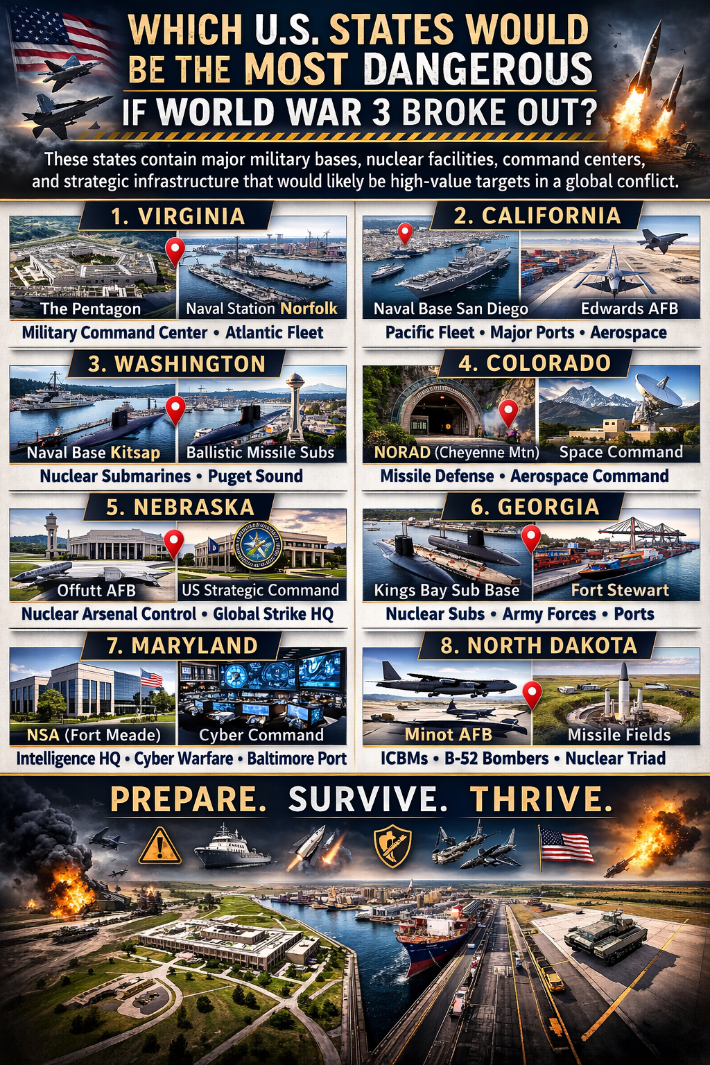 Top 8 most dangerous states to live in (according to "experts") if WWIII breaks out.
